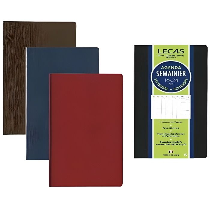 LECAS - Classique Agenda Semainier 2019 - 2020 de Juillet à Août Format 21  x 27cm Couverture Couleurs Aléatoires - 100738208