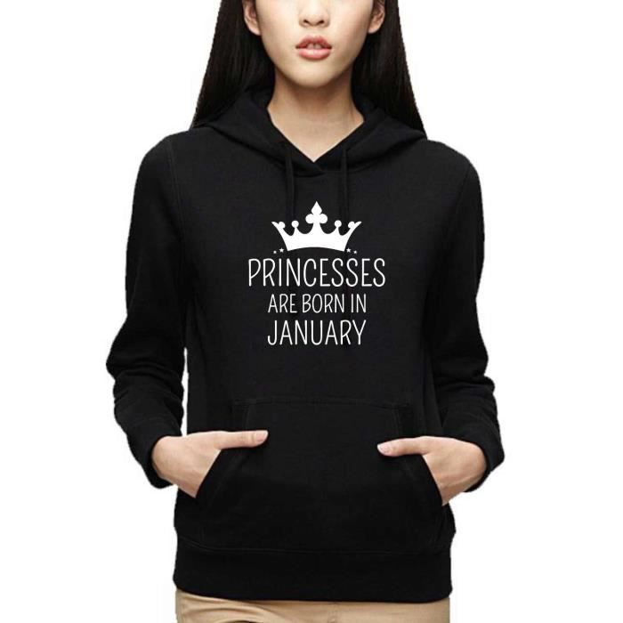 Femmes Tyyc Princesses Naissent En Janvier Anniversaire Sweat Shirt à Capuche Noir Rgf9q Taille 34 Noir Achat Vente Sweatshirt Prolongation Soldes Cdiscount