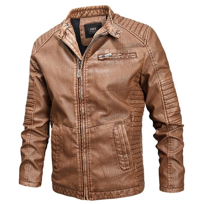 Veste homme de moto de marque Veste en cuir PU Veste grande taille veste ??pais veste d'hiver 