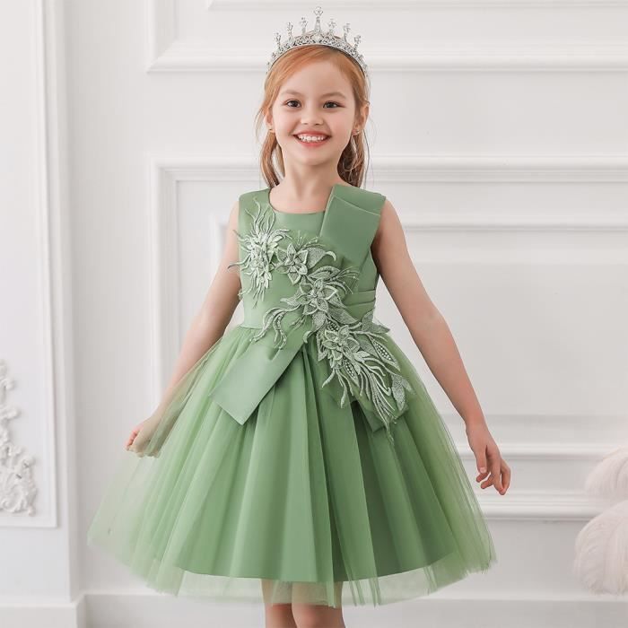 Robe D Ete Robes De Soiree Pour Filles Fleur Princesse Bebe Fille Enfant Vetements Mariage Robe De Soiree Vert Vert Cdiscount Pret A Porter