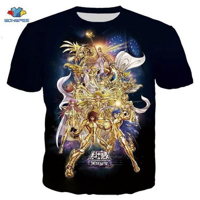 3D T-shirt,SONSPEE été Cool t-shirt hommes-femmes Anime Saint Seiya impression 3D T-shirts à manches courtes Harajuku Style t-shirt
