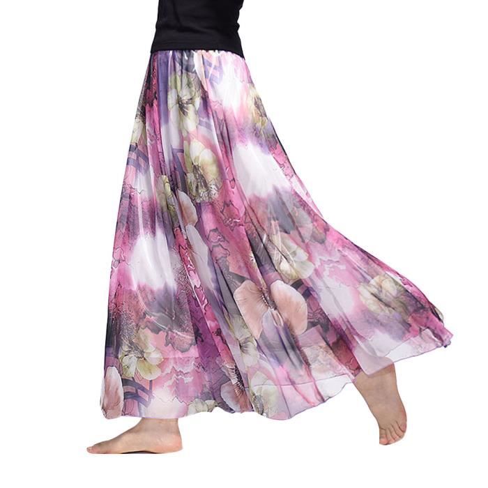 Jupe Plissée Femme Taille Élastiquée - Jupe Longue Midi Chic Grande Taille Avec Poches, Légère Et Fluide