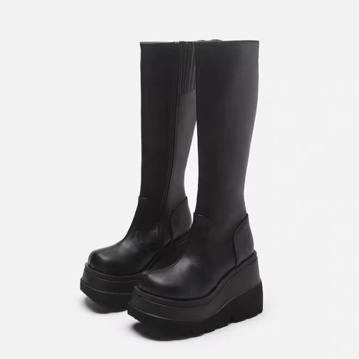 Bottes de combat m-mollet à fermeture éclar latérale en dam portables pour femmes de grande
