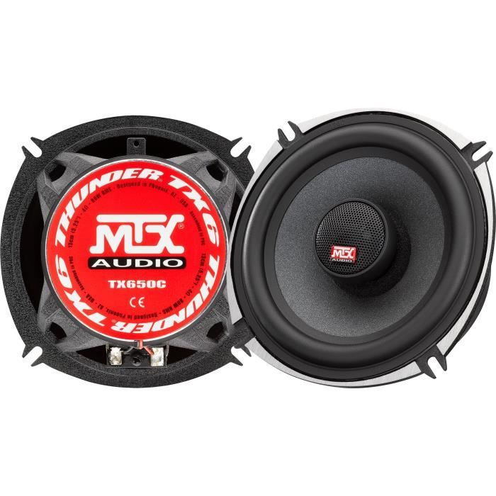 MTX TX650C Haut-parleurs voiture Coaxiaux 13cm 2 voies 80W RMS 4Ω châssis  alu Tweeters néodyme dôme soie Membrane pulpe célulose - Cdiscount Auto