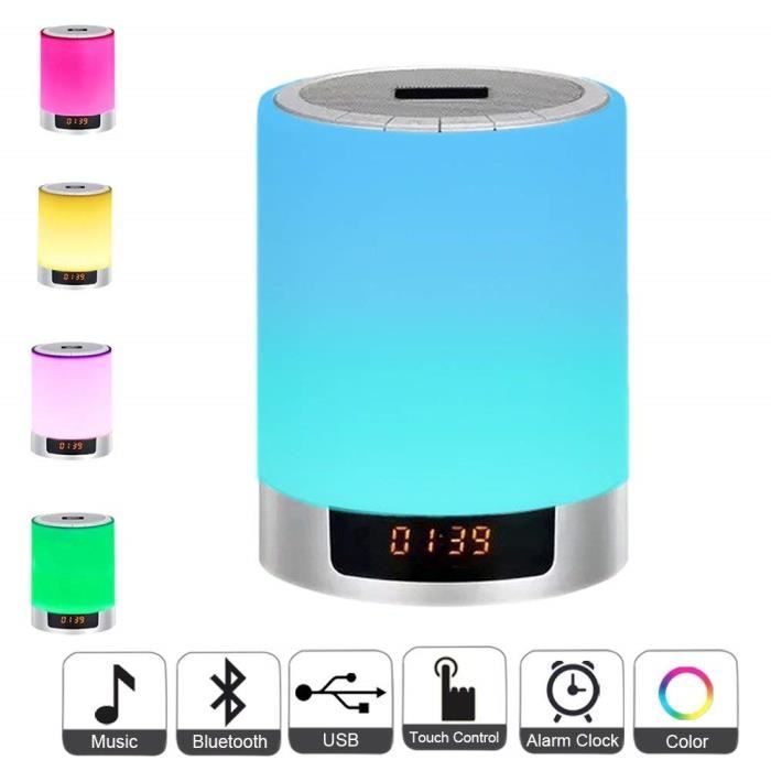 Chrono - Haut-parleur Bluetooth Lampe de Chevet Tactile RGB Changement de  Couleur LED Enceinte Bluetooth Réveil Veilleuse Portable Lampe de Chevet  Reveil Cadeau Ado Fille,Garçons,Enfants(Blanc) - Enceinte PC - Rue du  Commerce