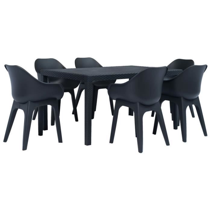 Ensemble A Diner De Jardin 7 Pcs Salon De Jardin Plastique Anthracite Achat Vente Ensemble Table Et Chaise De Jardin Ensemble A Diner De Jardin 7 Cdiscount