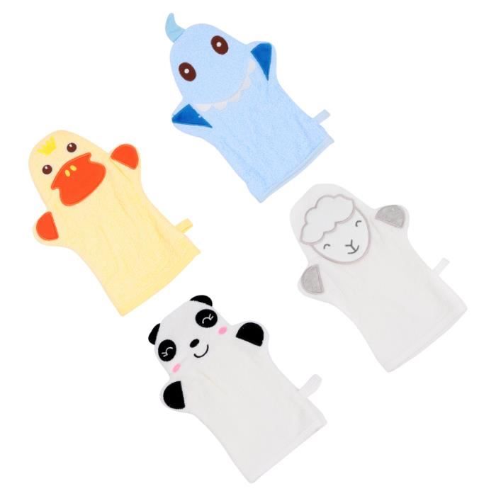 4pcs Mignon Bebe Gant De Bain De Toilette Gants Dessin Anime Coton Serviette Gommage Doux Gant De Toilette Cdiscount Maison