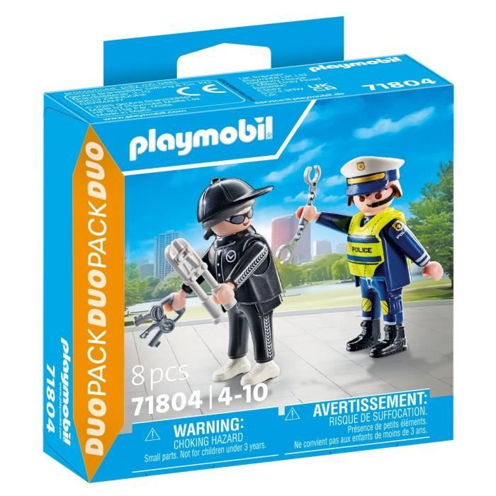 Univers miniature - PLAYMOBIL - Policier et bandit avec accessoires - Duo pack 2 figurines - 8 accessoires - Dès 3 ans