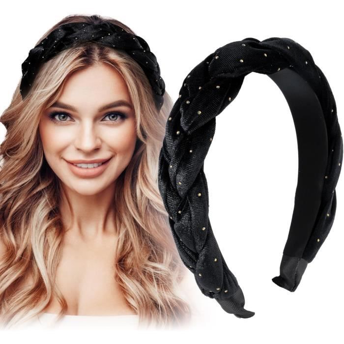 4Pcs Bandeau Cheveux Serre Tête Tressé En Velours Cheveux Large Femme Headband Large Épais Noir 4Pcs Bandeau Cheveux Serre Tête Tressé En Velours Cheveux Large Femme Headband Large Épais Noir