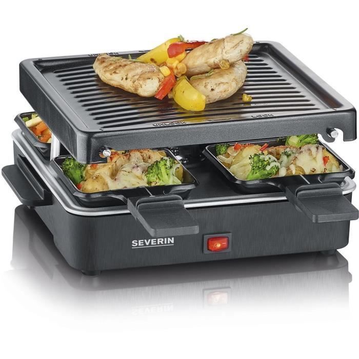 SEVERIN Raclette Gril 4 personnes compacte, facile à ranger, idéal pour les petits ménages, surface 