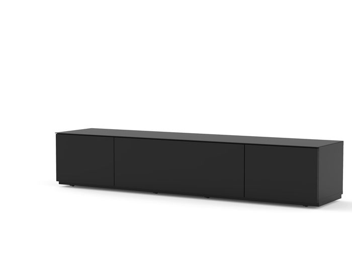 sonorous - meuble tv studio 200 noir - porte centrale bois - répét. infrarouge - qualité premium - l200cm - tv 86''max - livré monté