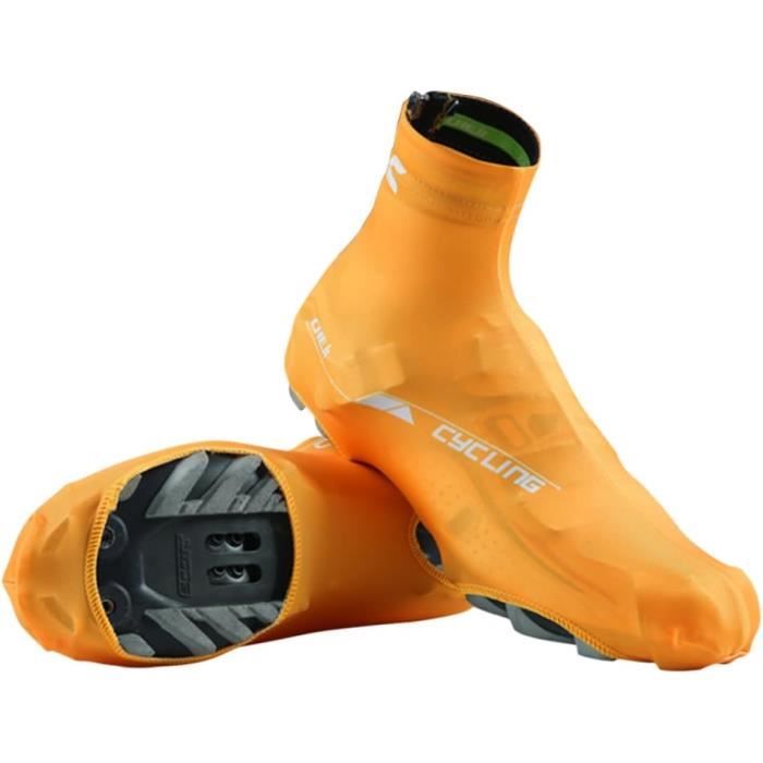 Protection Intempéries Naapesi Paire De Couvre-Chaussures Cyclisme Imperméables | Taille L 40-42, Vert Haute Visibilité | Sac De Rangement Inclus Couvre-chaussures Vélo