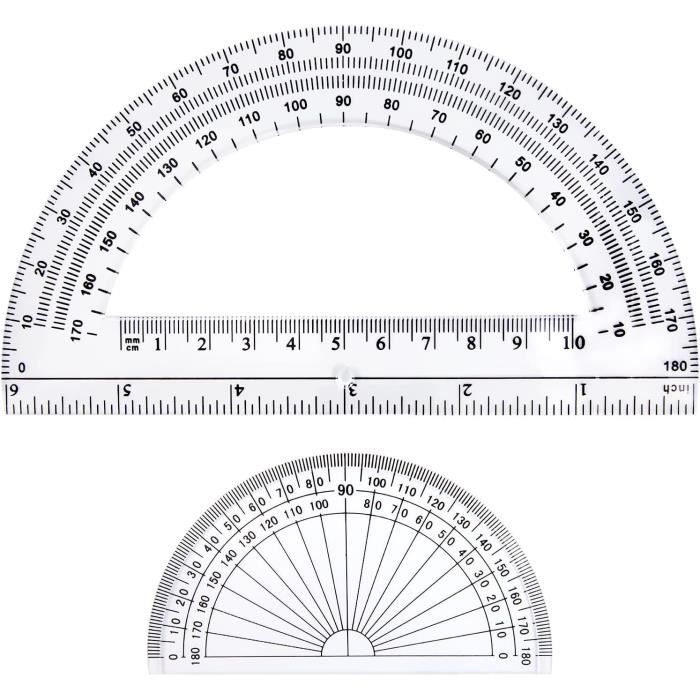 Rapporteur D'angle Lot De 4 Équerres Transparentes - Règle, Rapporteur 2 En 1 - Géométrie, Dessin, Bureau - Étudiants, Designers équerre Rapporteur
