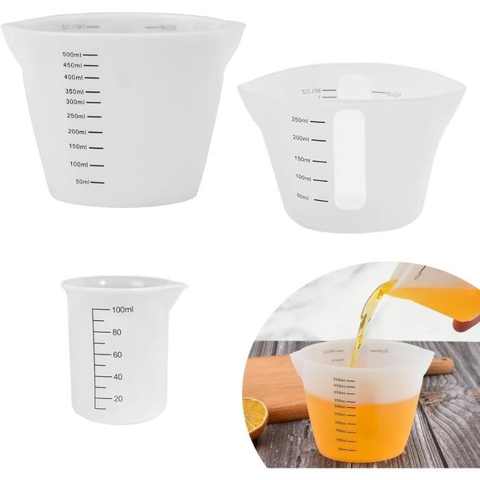 Lot De 4 Béchers Gradués En Plastique De 0,25 L Avec Poignées, Gobelet Doseur En Plastique De