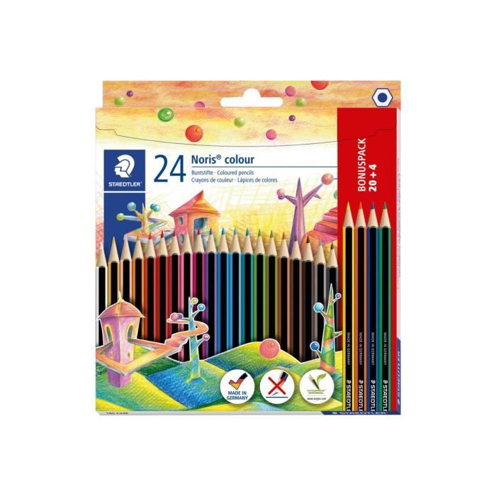 STAEDTLER Noris colour 185 Crayon de couleur couleurs assorties pack de 24