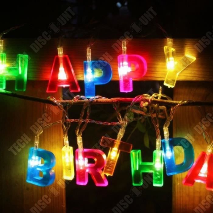 Guirlande Lumineuse à LED Happy Birthday - Multicolore - À Piles - 190