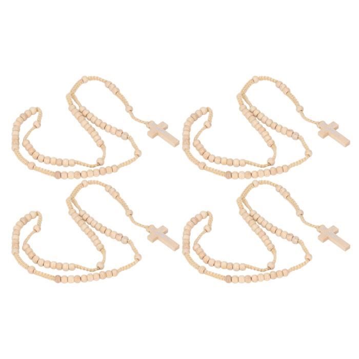 TMISHION Chapelet Croix En Bois 10pcs Chapelet En Bois Jésus Empreinte