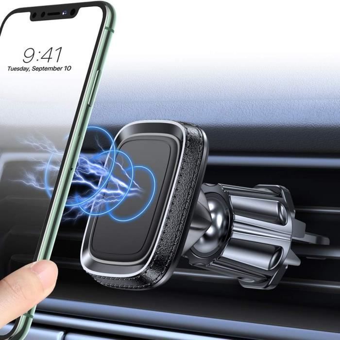 ®support téléphone voiture magnétique ventilation, aimant support  smartphone voiture grille d'aération pour iphone 12 mini pro max 11 xr 7 8 x