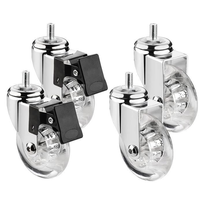 Roulettes Pivotantes 50 Mm De Rechange Pour Chaise De Bureau Ou Meuble – Revêtement Caoutchouc Anti-rayures, Tige Métal, Pack De 5