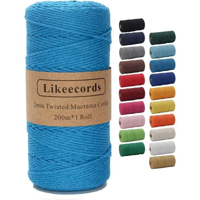 Corde Macramé 4mm - 100m Coton Naturel - DIY Déco Plante, Deco Murale