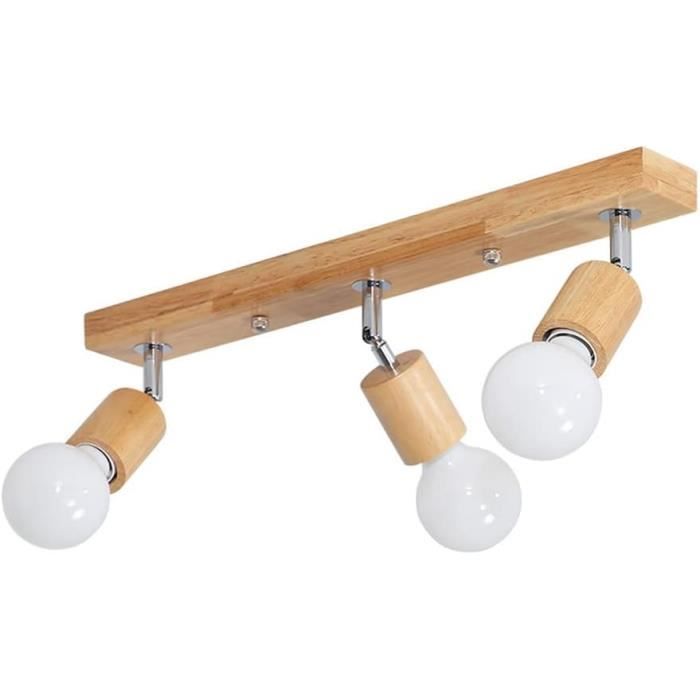 Plafonnier Bois Hofstein, 3 Branches, Suspension Design Moderne