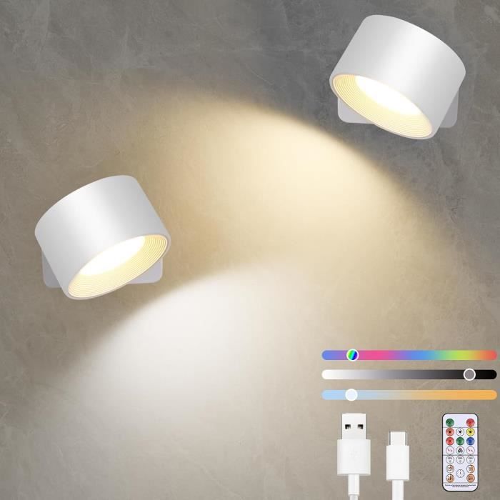 Applique Murale LED Rechargeable - Sans Fil, Tactile, Réglable - Magnétique, Blanc Chaud - Pour Chambre, Salon - 9