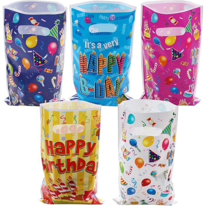 Sacs Cadeaux Anniversaire Enfant - Lot De 25 | 25x16cm | 5 Motifs Mignons | Pour Bonbons Et Petits Cadeaux