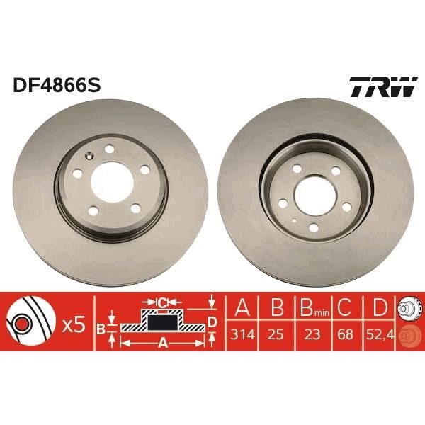 TRW Disque de frein unitaire DF4866S