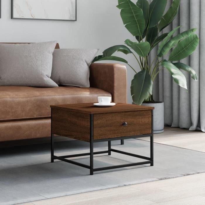 vidaXL Table basse chêne marron 51x51x40 cm bois dingénierie 833979