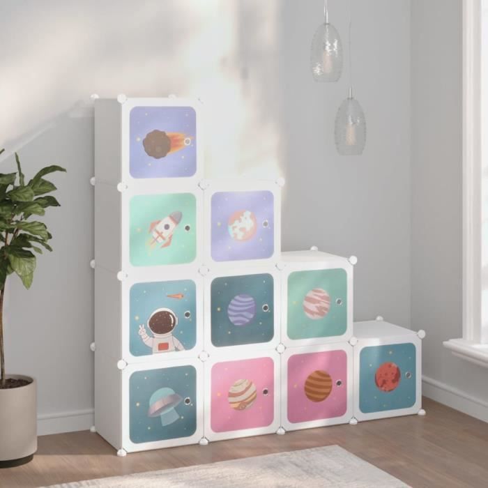 vidaXL Armoire de rangement pour enfants avec 10 cubes Blanc PP 340577