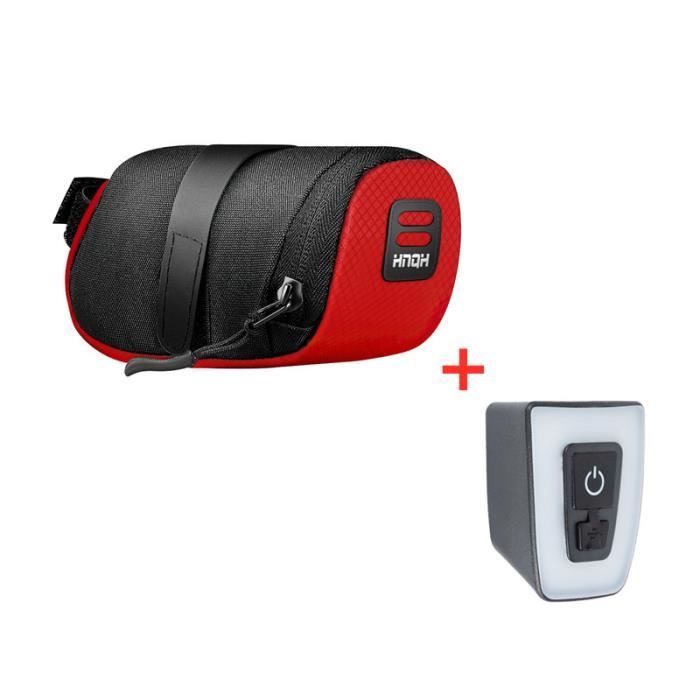 PANIER VELO,Red With Taillight--Sacoche de selle de v?�lo avec feu arri?�re, ?�tanche, pour vtt 