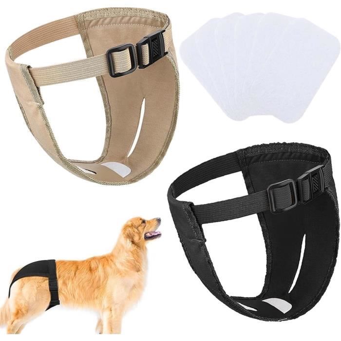 Meilleurs prix pour Pantalons pour Chien - Non spécifié - Lot de 2 - Couches avec 6 Serviettes - Taille réglable - Coton doux