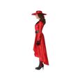 Déguisement Femme Voleuse - ATOSA - Carmen - Trench Rouge en Tissu Satiné et Ceinture Imitation Cuir Noir-1