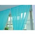 2 pcs Transparent Tulle Fenêtre Sheer Écran Tige Poche Voile Rideaux pour Chambre Salon 100x200 (Bleu Paon)   RIDEAU DE DOUCHE-1