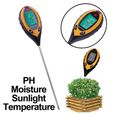 pH-mètre 4 en 1 PH Valeur + Température + Humidité + Testeur Lumière du Soleil Instrument Levé Sols Orange-1