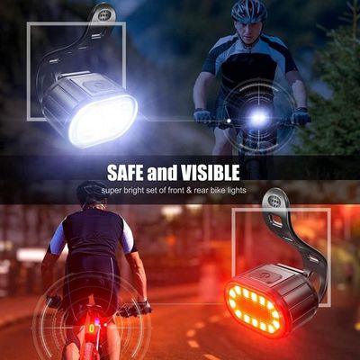 Kit éclairage Vélo Puissant USB-C – Phare Avant 500 LUX (8 Modes) Et Feu Arrière 200 LUX (9 Modes) – Étanche IPX5, Autonome 35h – Sangles Universelles, Sonnette Incluse