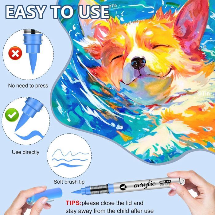 Coffret De 120 Feutres Acryliques à Pointe Pinceau 0,7 Mm - Pour Coloriage Adulte, Bois, Verre, Céramique, Toile