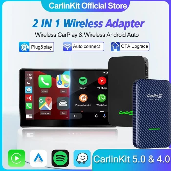 CarlinKit 5.0 2Air - Adaptateur sans fil portable CarPlay Android