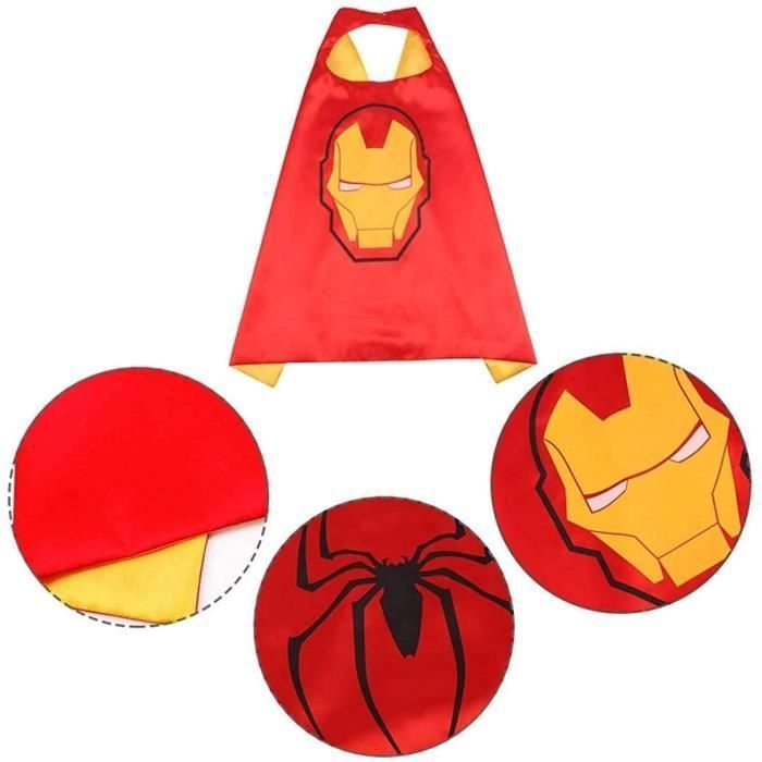 Kit De 3 Capes Et Masques Super-héros Réversibles – Satin Double Face – Déguisement Enfant 3-9 Ans