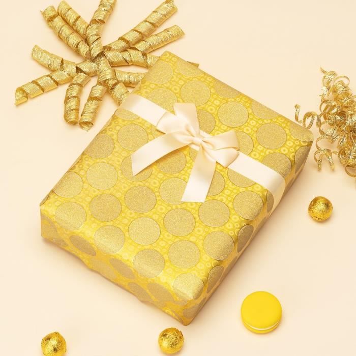Ainmto Papier d'emballage Cadeau Doré Brillante,2 Rouleaux(43cm x 5M par  Rouleau),Idéales pour Emballages Cadeaux et Créations Artisanales