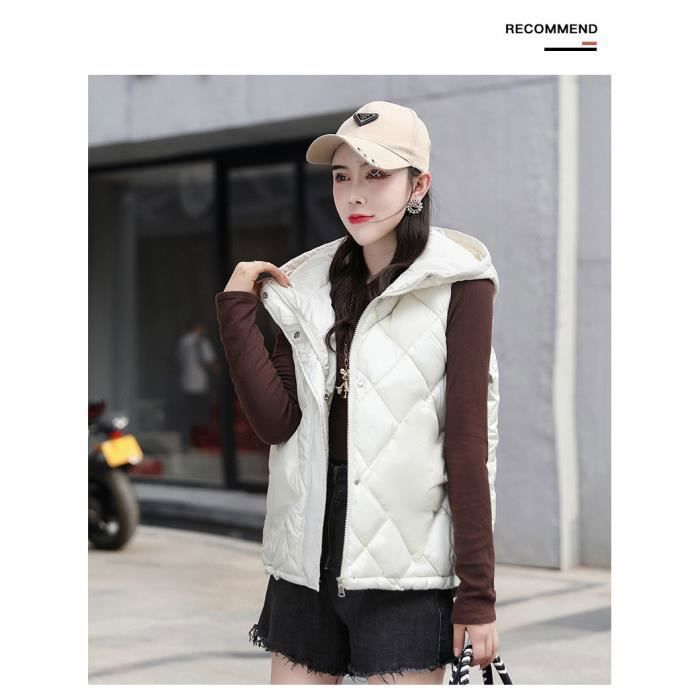 Gilet Femme Sans Manches Matelassé - Chaud, Zippé Avec Capuche, Poches, Pour L'automne Et L'hiver, Coupe Décontractée