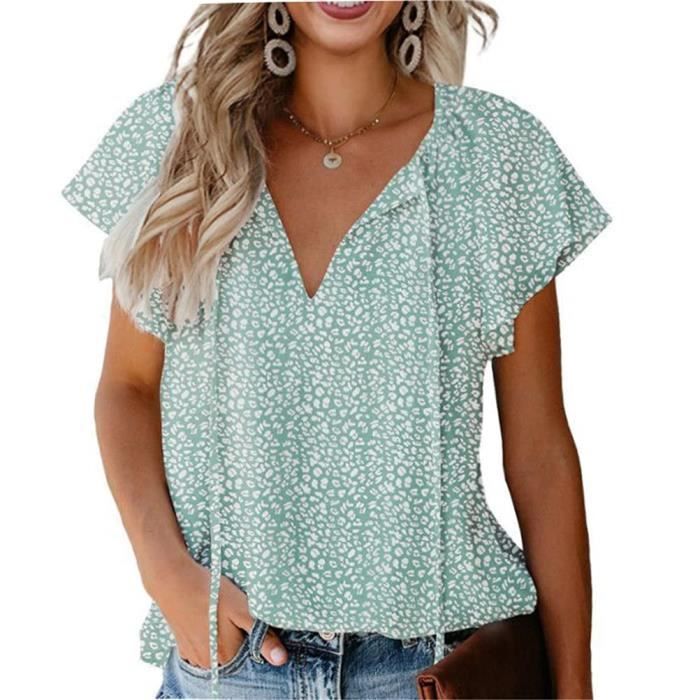 Chemisier Femme Studio Y - Col V Vert à Paillettes, Taille S, Polyester, Occasion Très Bon État