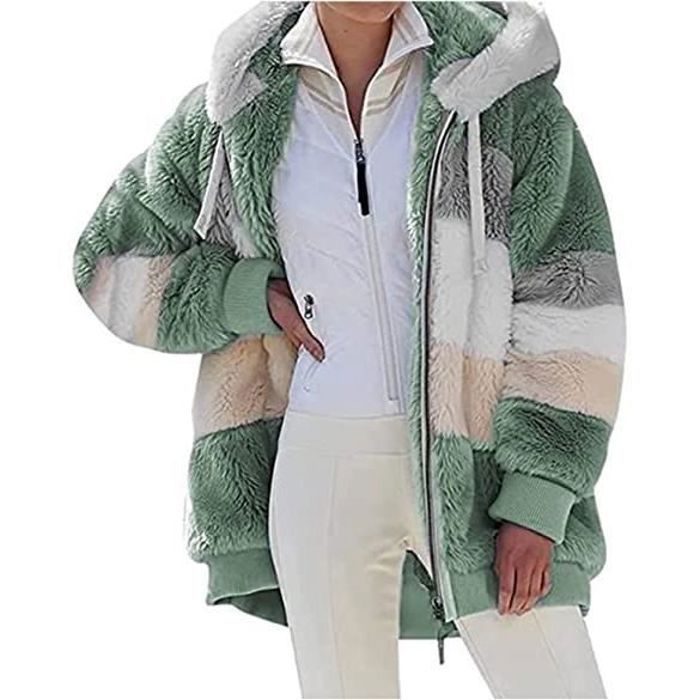 Veste Polaire Femme à Capuche - Sweat Zippé Oversize - Chaud, Doux, Parfait Automne/hiver - Taille M à 3XL - 6