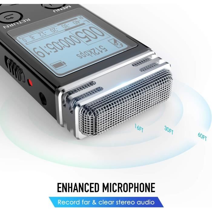 Enregistreur Vocal Numérique Avec Lecture, 32Go Dictaphone Avec Activation Vocale Réduction Du