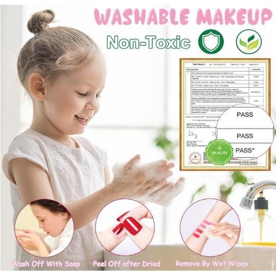 Vanity De Maquillage Pour Enfant Gloways - Coffret Avec Gloss, Ombre à Paupières, Blush, Rouge à Lèvres Et Vernis, Testé En Labo Français, Dès 5 Ans