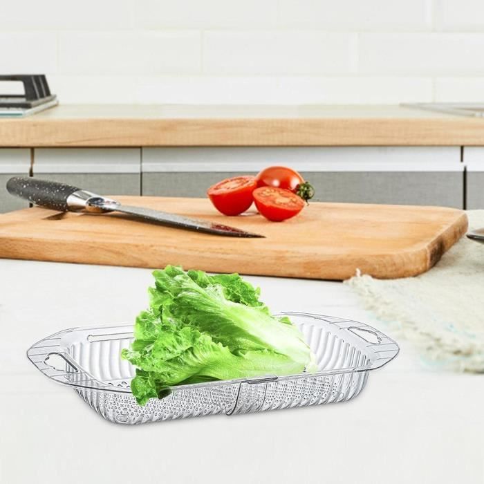 Passoire extensible sur l'évier Panier de vidange pour fruits et légumes  Passoire réglable pour évier de cuisine (Beige)