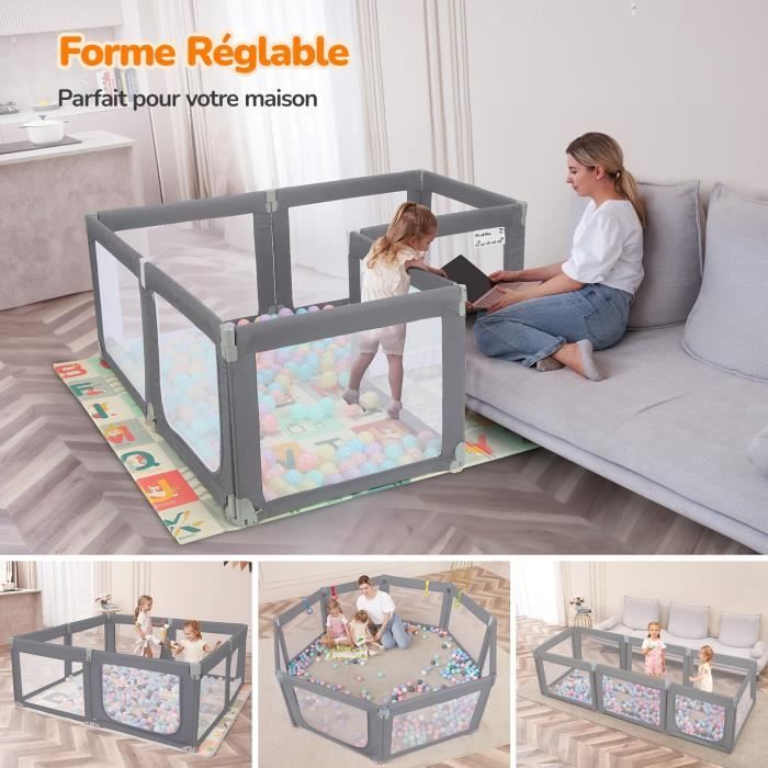Parc Pour Bébé Pliable 120x120 Cm Avec Tapis - Maille Respirante - Beige - EveryKip