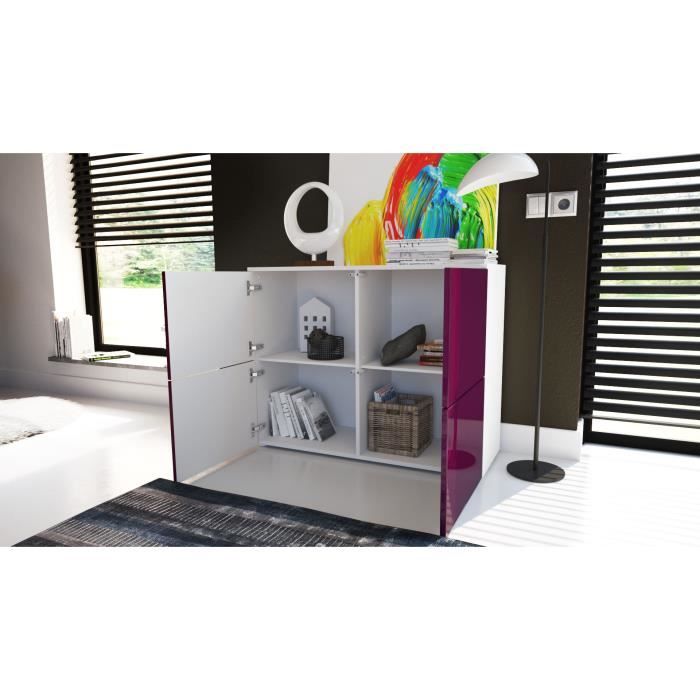 Buffet Rova V1 - Meuble Avec 4 Portes Et 4 Tiroirs, Blanc Mat/crème Haute Brillance  138,5 X 75 5 X 35