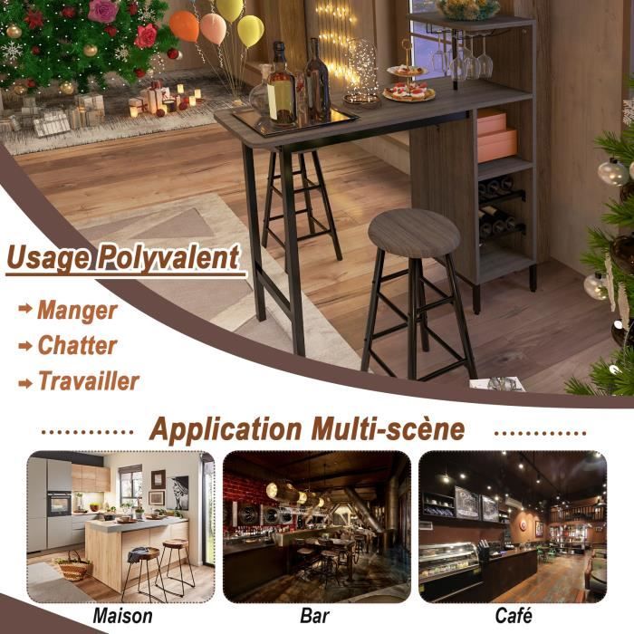 Kosmi Table de Bar Mange Debout Style Industriel en métal Noir Mat - 60x60 cm