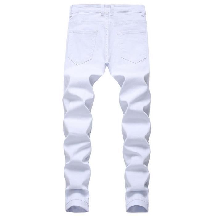 Pantalon cargo homme DistMurcia Jean Blanc Dechire Slim en RF27LA White Cdiscount Pret a Porter